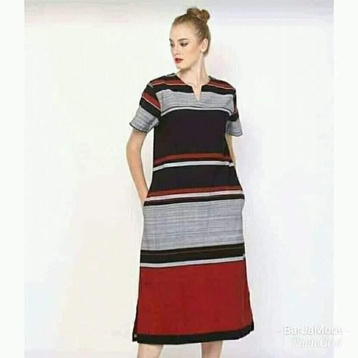 Gambar maxi dress premium tenun lurik ATBM dari BAJU TENUN.id Kab. Jepara Tokopedia