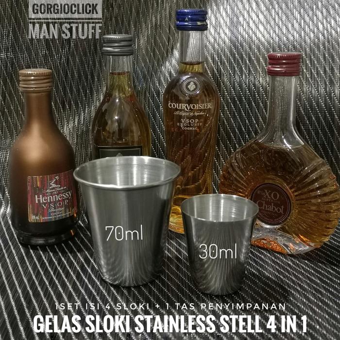 Gambar Gelas Sloki Stainless Stell Set 4 in 1 dari GorgioClick Kota Administrasi Jakarta Timur Tokopedia