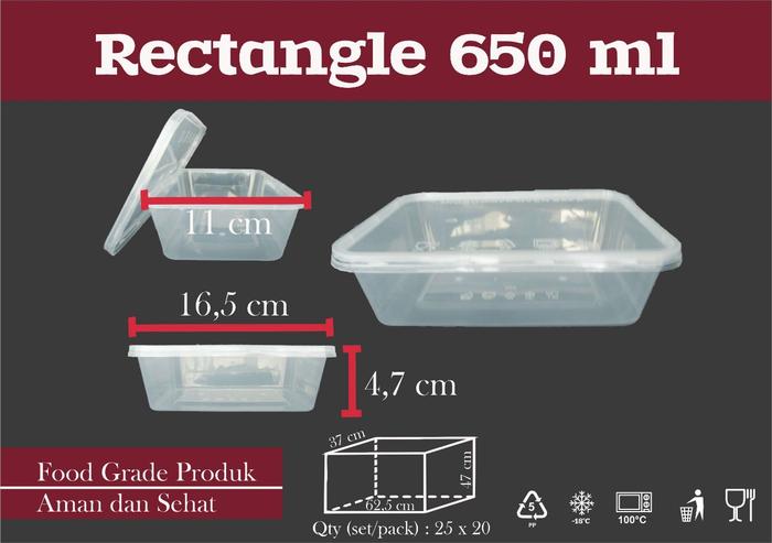 Gambar (25 pcs) Thinwall Rectangle/Persegi Panjang Kotak Makan Plastik 650ml dari Bebek B3Jo Kota Tangerang Tokopedia