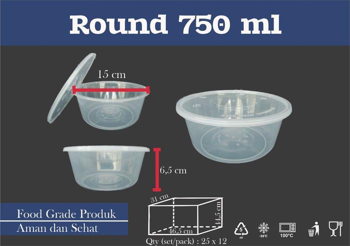 Gambar (25pcs) MANGKUK PLASTIK 750 ML/BOWL/KOTAK PLASTIK BULAT/THINWALL dari Bebek B3Jo Kota Tangerang Tokopedia