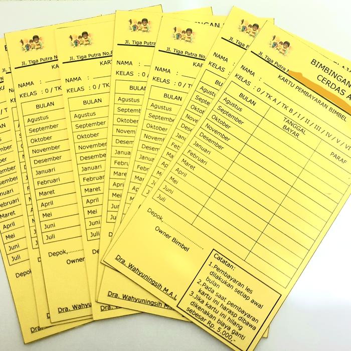 Gambar CETAK KARTU IURAN | SPP | LES | KAS | INFAQ dari Fotocoprints Kota Depok Tokopedia