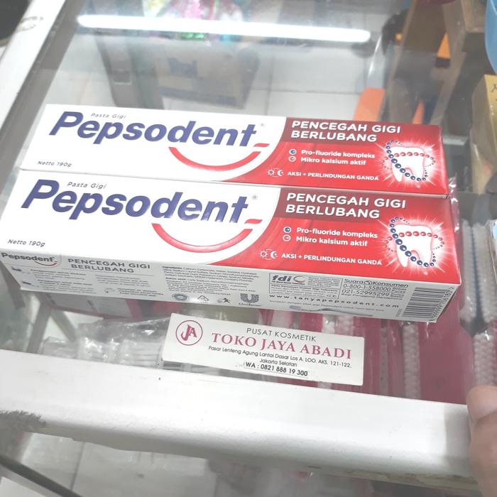 Gambar PEPSODENT PASTA GIGI Pencegah Gigi Berlubang 190 gr ORIGINAL BPOM dari Jaya Abadi Kosmetik Lenteng Agung Jakarta Selatan Tokopedia