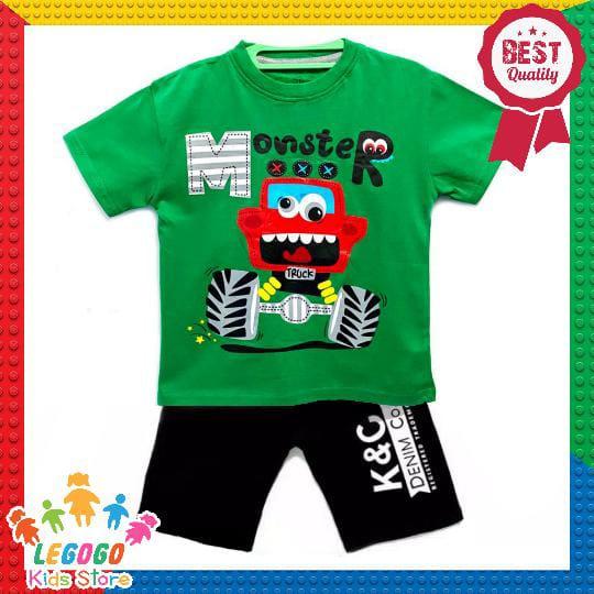 Gambar Legogo Kids Store Kaos Setelan Anak Lengan Pendek Motif Monster Green dari legogo kids store Jakarta Barat Tokopedia