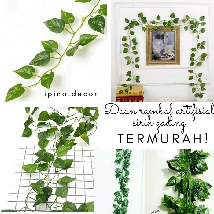 Gambar DAUN TANAMAN RAMBAT PLASTIK PALSU 200 cm SIRIH GADING dari Ipina Decor Jakarta Timur Tokopedia