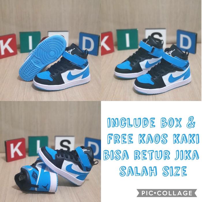 Gambar sepatu anak Nike Jordan Cowok Cewek Biru hitam Size 24-35 dari MrMirrorStore Jakarta Selatan Tokopedia