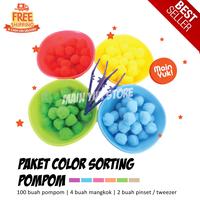 Gambar Paket Color Sorting Pompom Warna Sensori Montessori Isi 100 Buah dari Mainan Anak Murah Kab. Gresik 1 Tokopedia