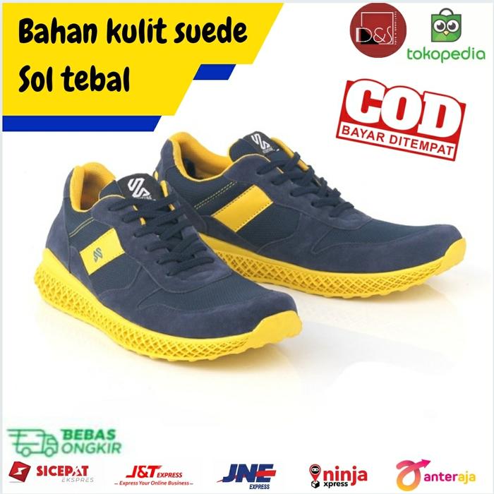 Gambar SEPATU SNEAKERS CASUAL PRIA ABU KUNING NAVY KZ13 dari D&amp;S story Kota Tangerang Selatan Tokopedia