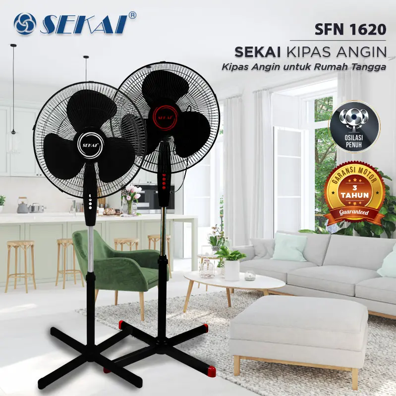 SEKAI SFN-1620 Stand Fan 16 Inch Kipas Angin  Listrik Berdiri Tumpu Hemat Listrik Bergaransi 0