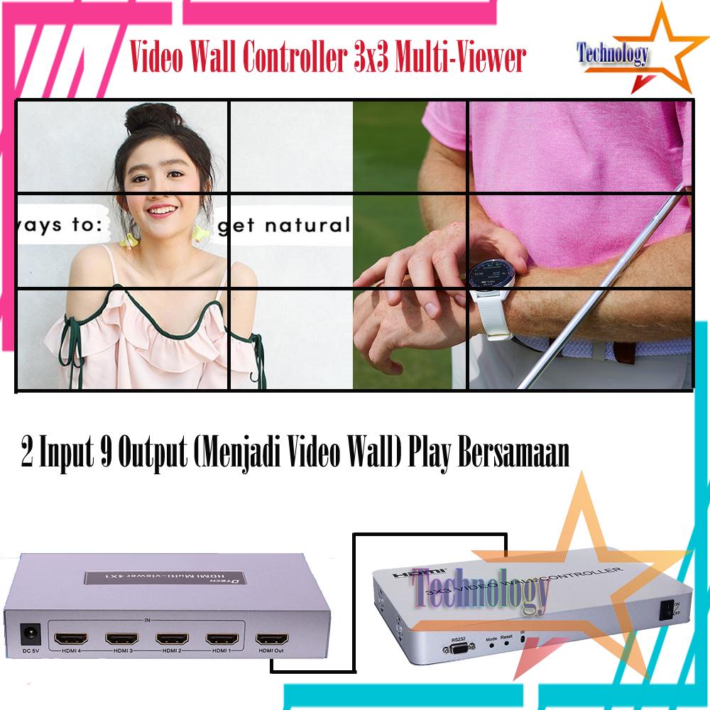 3x3 Video Wall Controller Multi-Viewer 4 In U/ 9 TV (Tampil bersamaan)