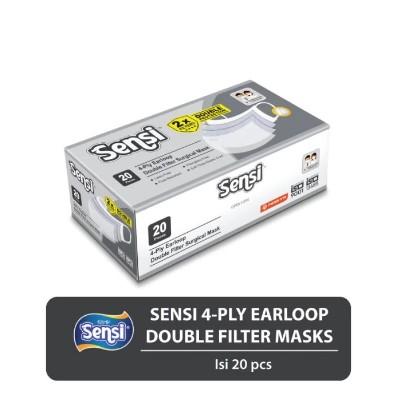 Sensi Surgical Mask 4 Ply Earloop Double Filter Isi 20 Pcs ( PUTIH )