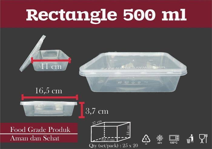 Gambar (5pcs) Thinwall Rectangle/Persegi Panjang Kotak Makan Plastik 500ml dari Bebek B3Jo Kota Tangerang Tokopedia