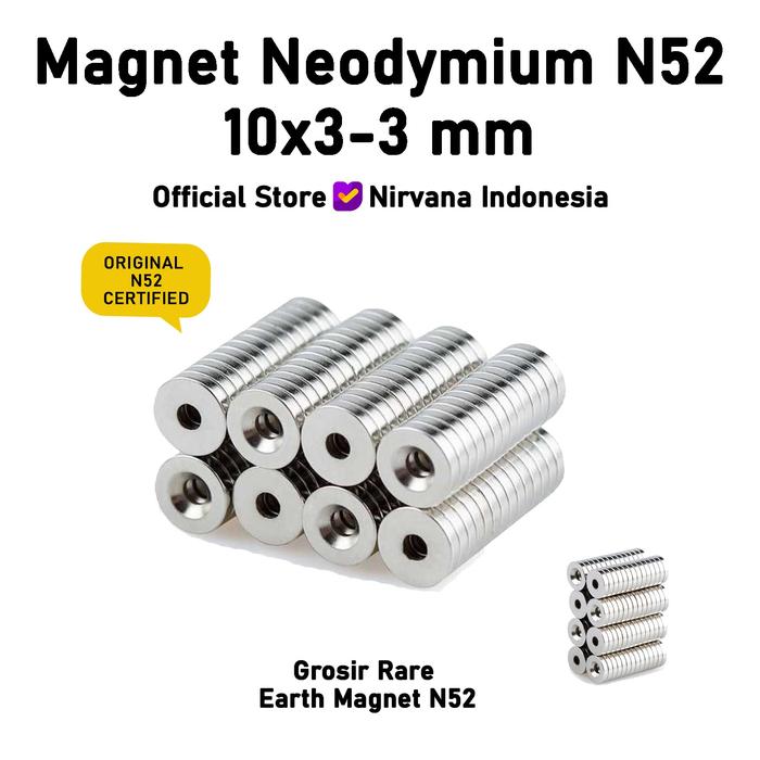 Gambar MAGNET NEODYMIUM N52 10x3-m3 Lobang 3mm Silinder SUPER STRONG GROSIR dari Nirvana Indonesia Yoga Kota Medan Tokopedia