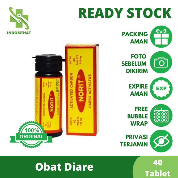 Gambar Norit per botol 40 tablet dari IndoSehat Global Kota Administrasi Jakarta Timur Tokopedia