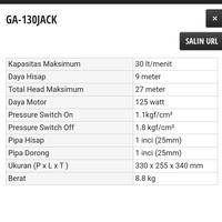 Gambar Panasonic Pompa Air GA-130JACK 125Watt & 9Meter Bisa Sebagai Pendorong Toren dan Hisap Sumur Garansi 3Tahun dari Sein Jaya Shop Kota Bekasi 2 Tokopedia