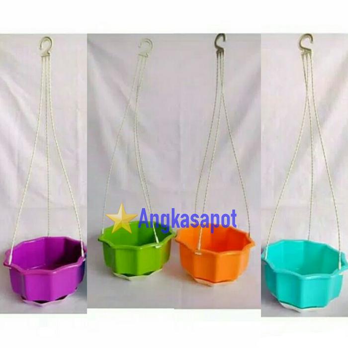 Gambar Pot Gantung Bunga Tanaman Enoki - 6, Putih dari Angkasapot Kota Tangerang Tokopedia