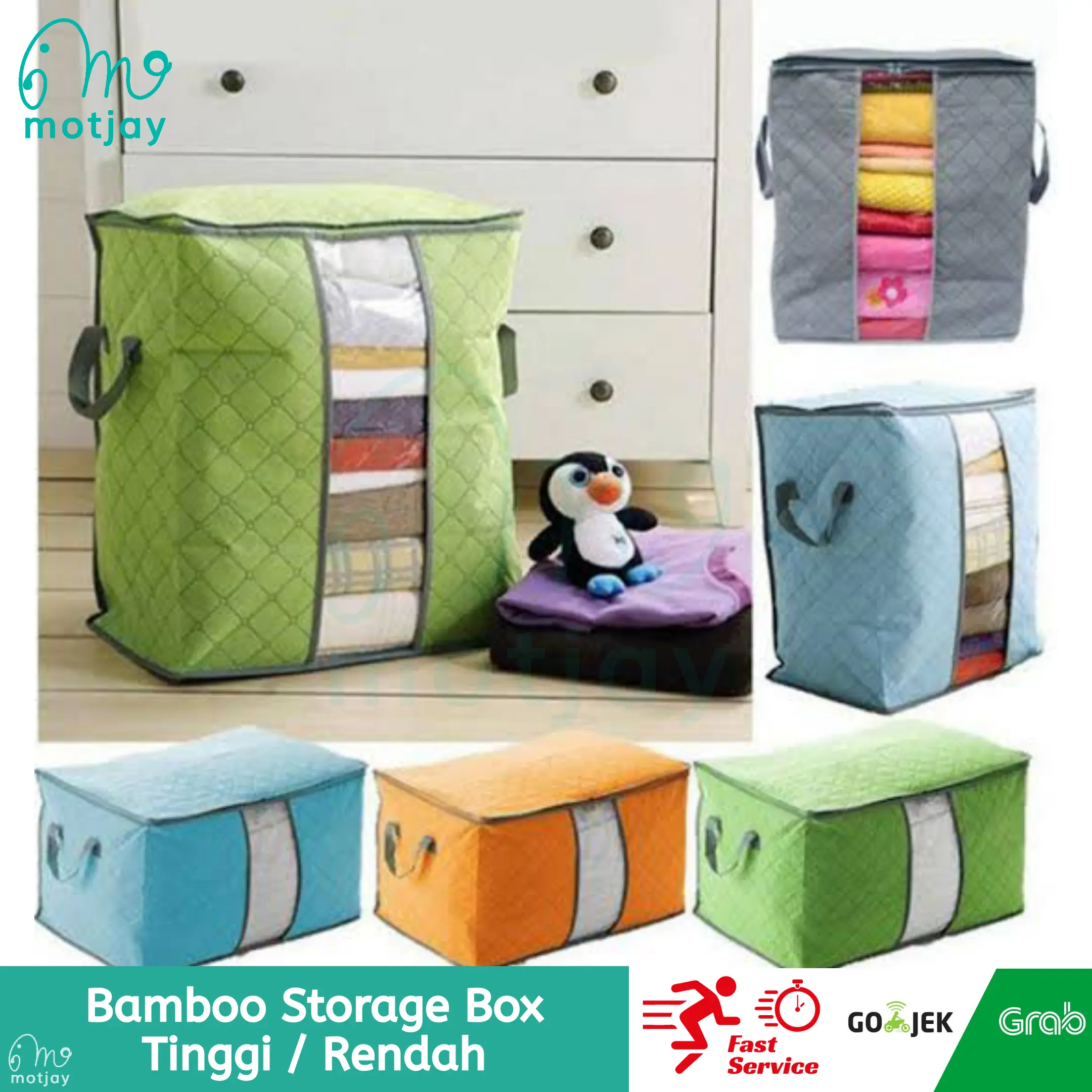 Storage Box Tinggi Bamboo / Tempat Penyimpanan Baju Rak Baju