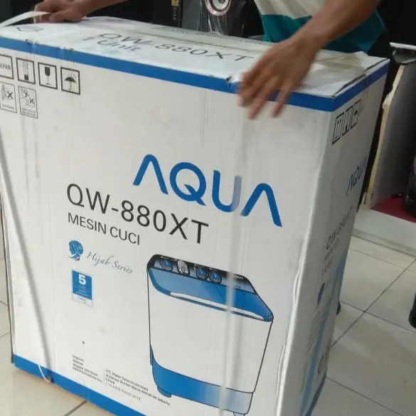 Mesin Cuci 2 Tabung Sanyo Aqua 8kg QW 880 XT hijab series Sidoarjo 2