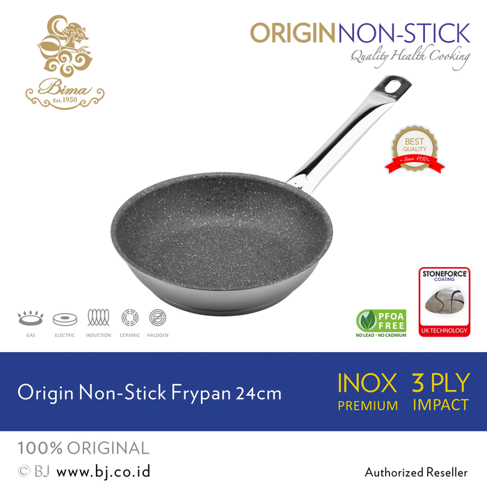 Gambar Bima Origin Non-Stick Frypan 24cm, Stoneforce Coating, Induction, Inox dari Toko Super Dapur Kota Surabaya Tokopedia