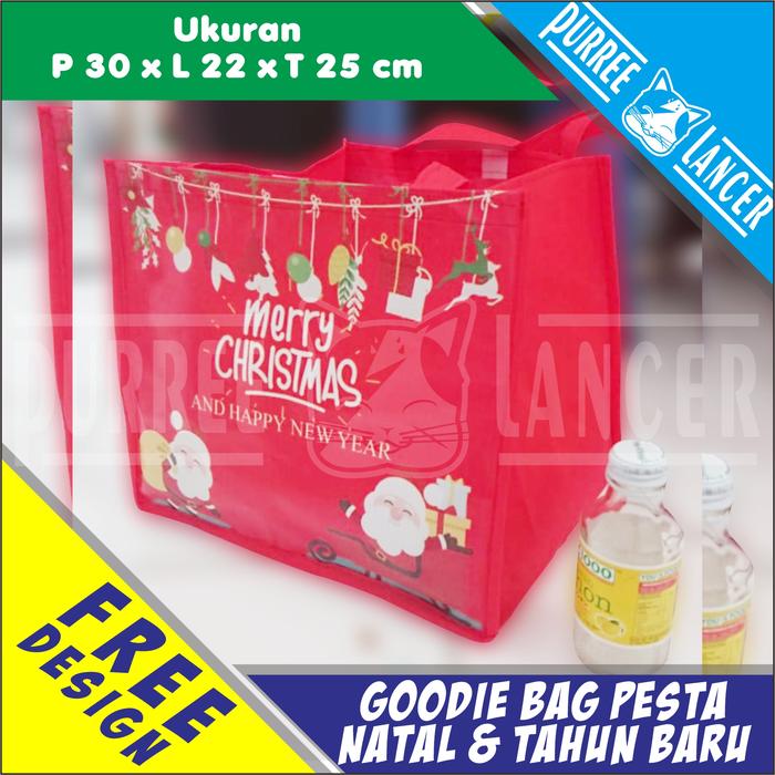 Gambar Goodie Bag Custom Tas Souvenir Natal dan Tahun baru Ukuran 30x22x25 cm dari purreelancer Kab. Kudus Tokopedia