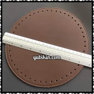 1Pc Alas Tas Rajut Bulat 21,5cm Kulit Sintesis Coklat Sedang Kulsin
