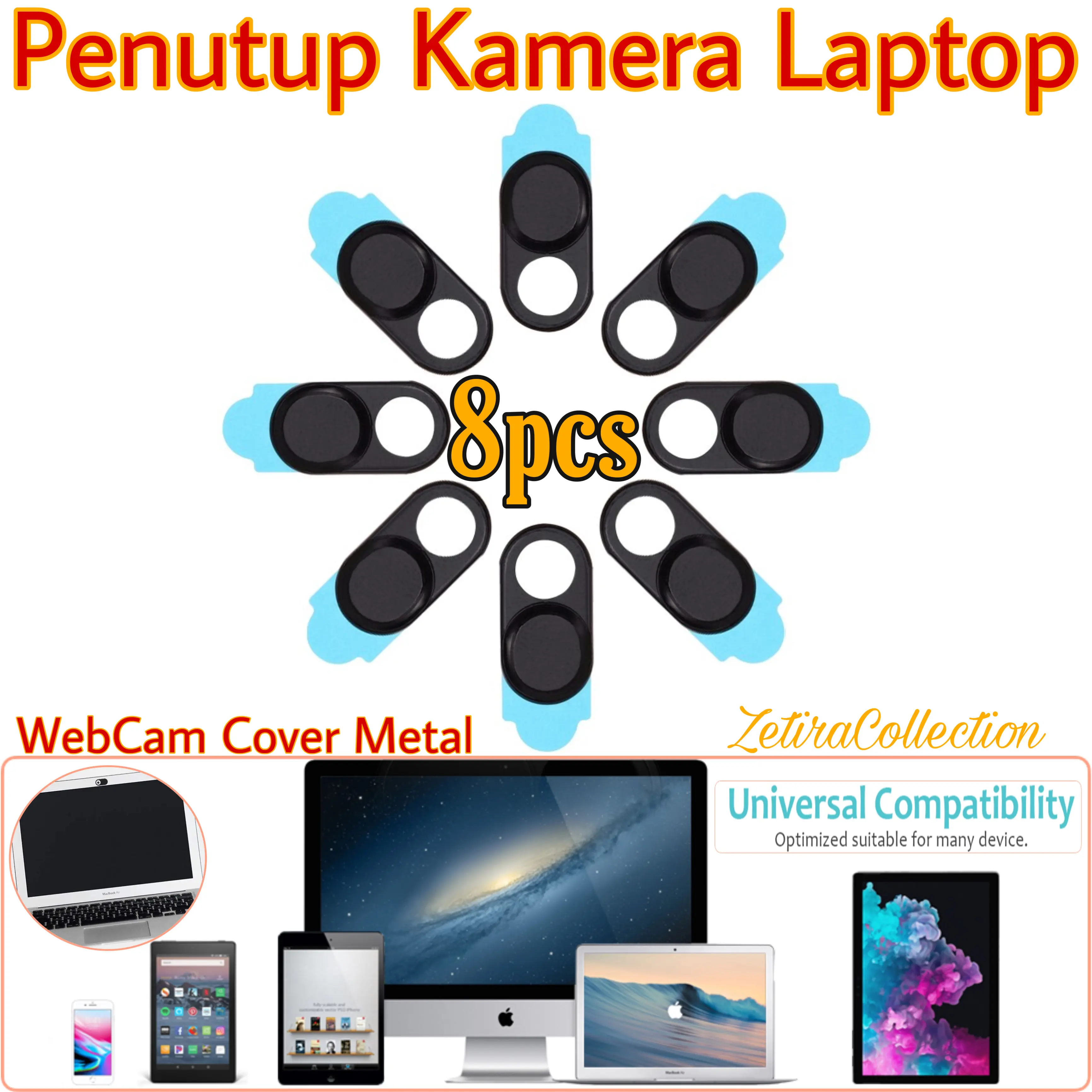Penutup Kamera Laptop Anti Spy Cover Metal Privacy Protection 8pcs
