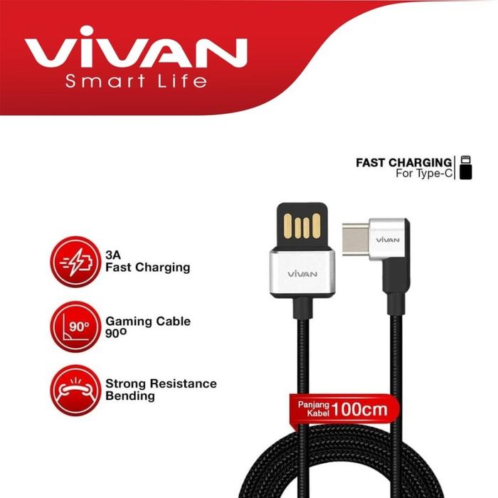Gambar Kabel Data Vivan BWC100 Type C Black dari Databox Kota Malang Tokopedia