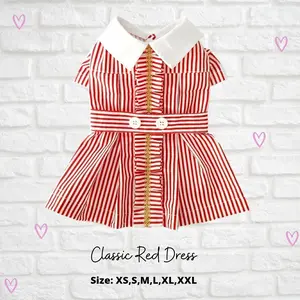 Classic Red Dress Anjing Kucing Pet Dog Clothes