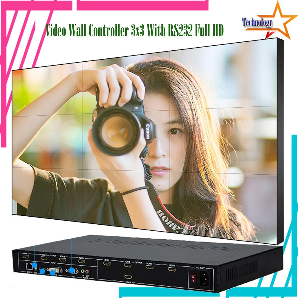 1080P HDMI Video Wall Controller 3x3 Untuk 9 TV Support RS232 Original
