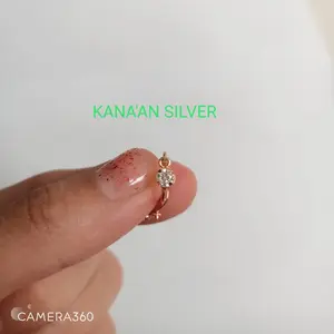 Anting kenip bayi & anak rose gold mata 1 perak asli 925 lapisan emas