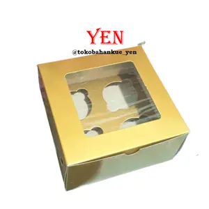 Kotak Cupcake Emas/Dus Cupcake Gold/Emas - Lubang Isi 4 / 6 / 9 / 12