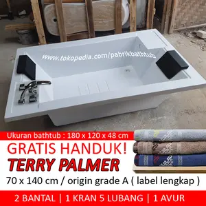 Bathtub besar 180 x 120 cm kran tanam dan bantal