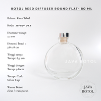 Gambar Botol Reed Diffuser Round Flat Clear - 80 mL - Silver dari Java Botol Kota Surabaya 1 Tokopedia