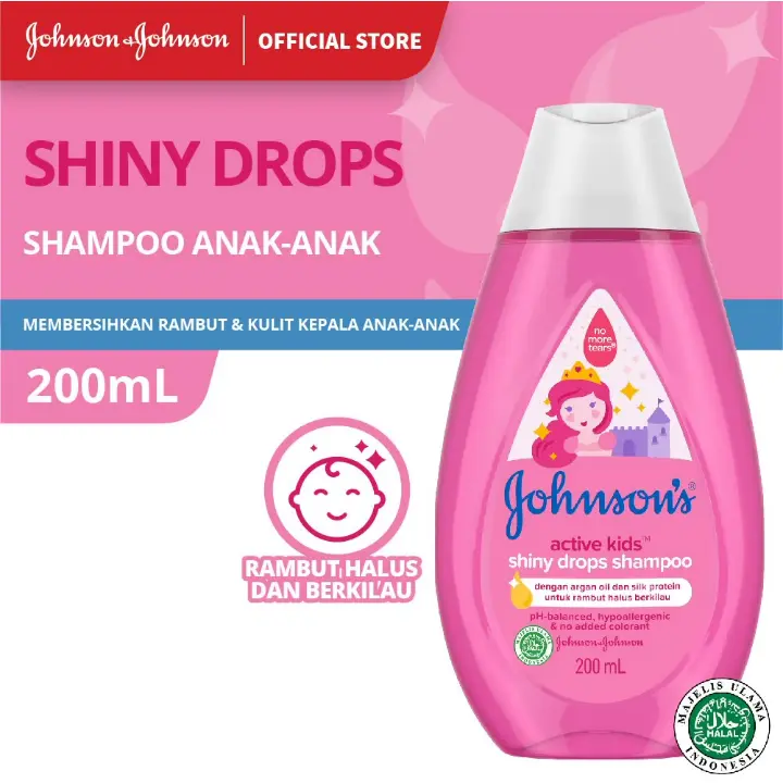 Johnson's Active Kids Shampoo Shiny Drops 200ml Pink Johnson Sampo Anak