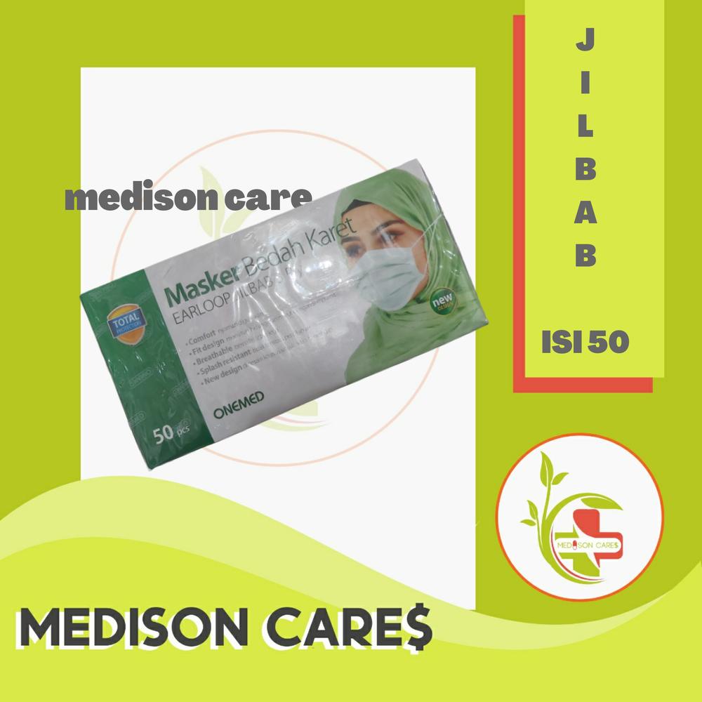 masker onemed bedah karet earloop JILBAB 3ply | isi 50 pcs