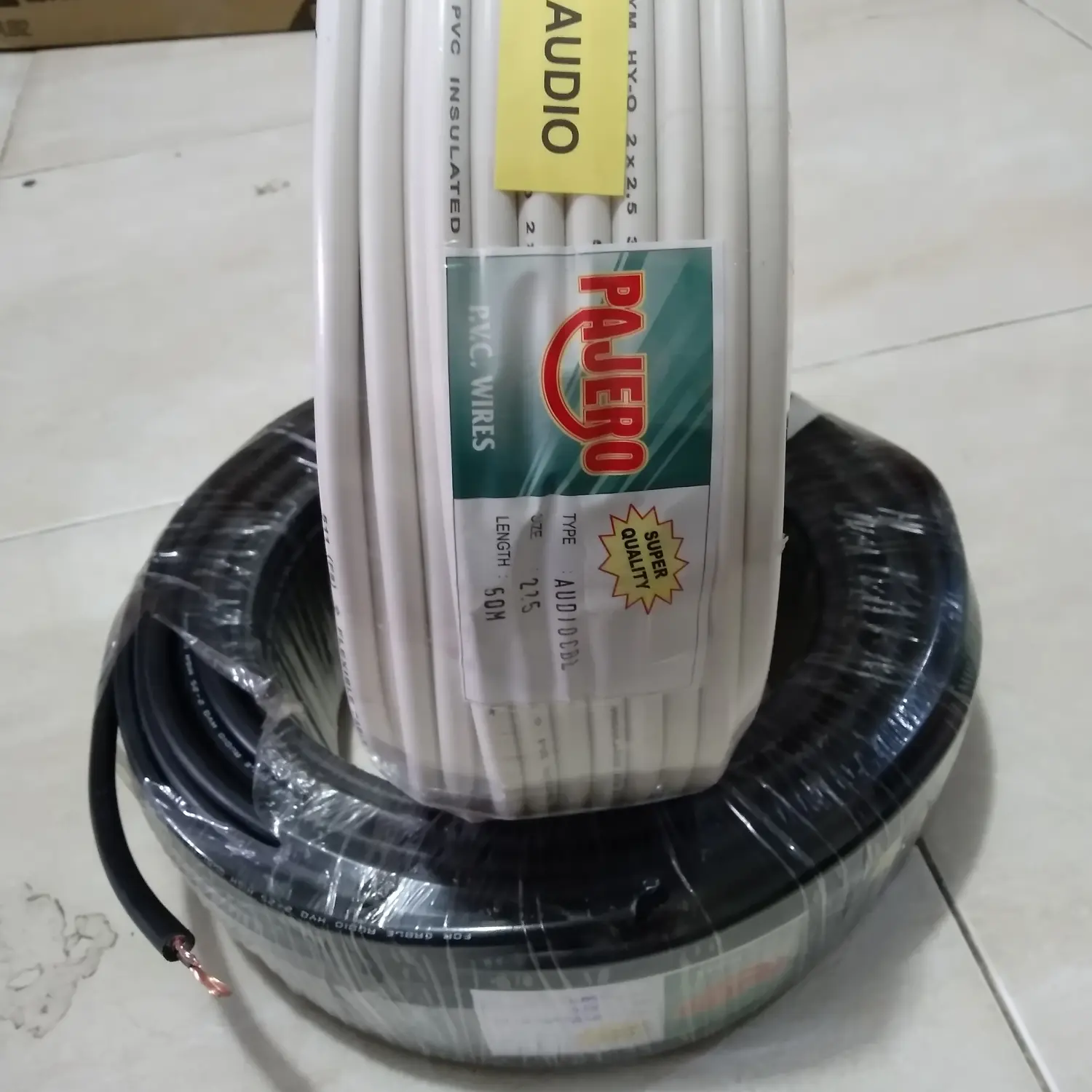kabel listrik serabut 2x2.5 putih/hitam (Per 1 meter)