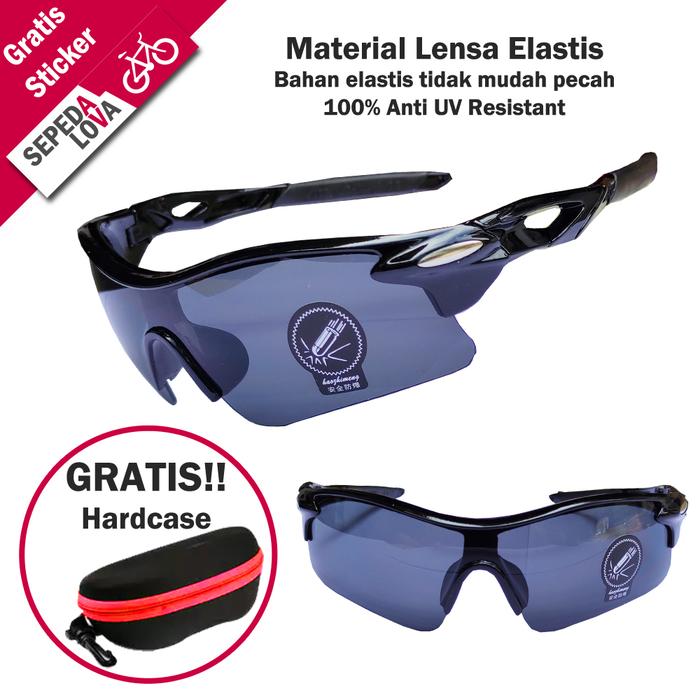 Gambar Kacamata Sepeda Anti UV Lensa Hitam Frame Hitam dari Sepedalova Kota Serang Tokopedia