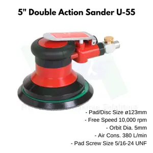 Mesin Amplas Angin U-55 U-Tools 5" Air Double Action Sander ⌀123mm Pad Aksi Ganda