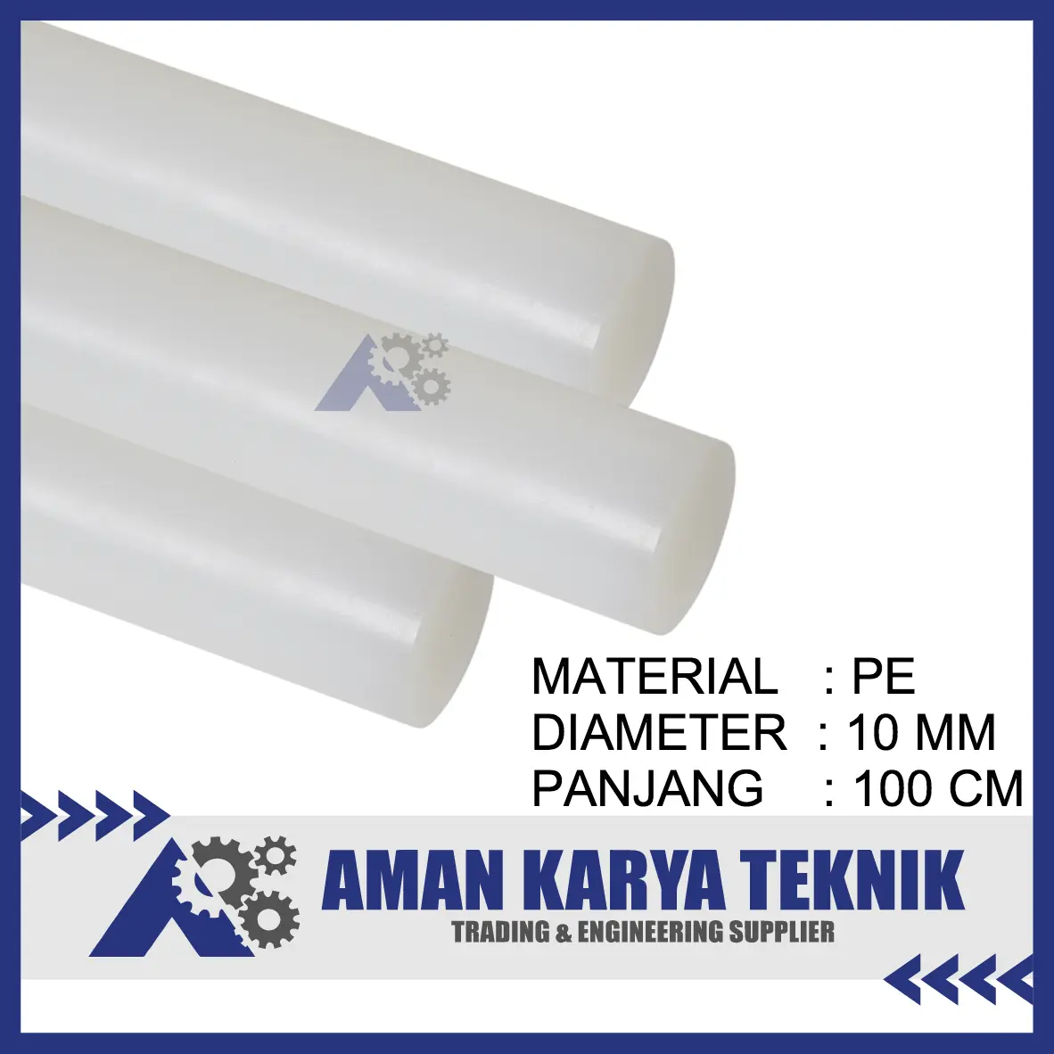 Nylon/Polyethylene batangan ( PE Rod ) Dia. 10 mm x 1000 mm