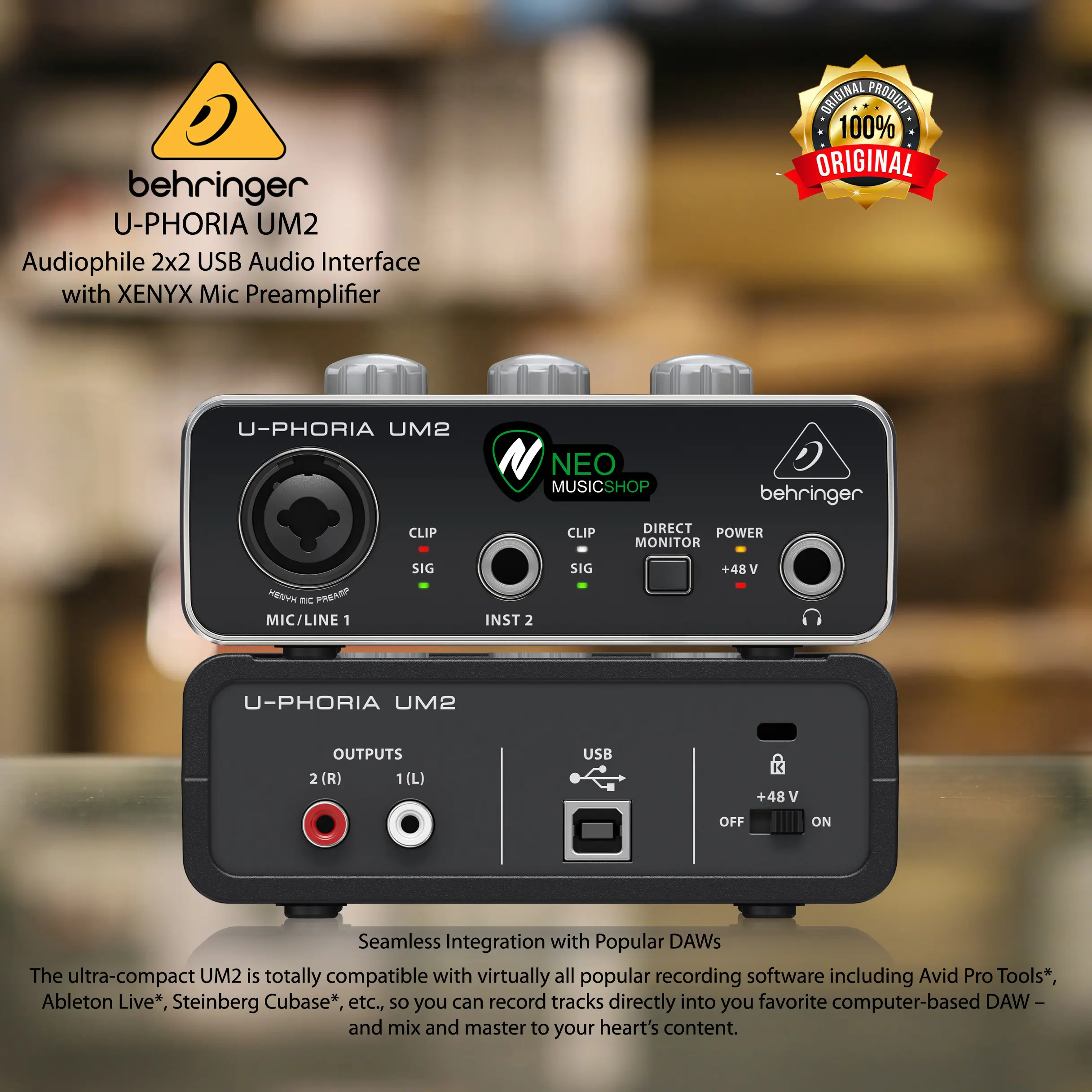 Behringer Soundcard U-Phoria UM2 / UM-2 with Preamp