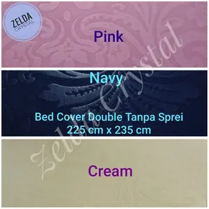 Bed Cover Double Tanpa Sprei Embos Ukir Warna & Putih 225 Cm X 235 Cm