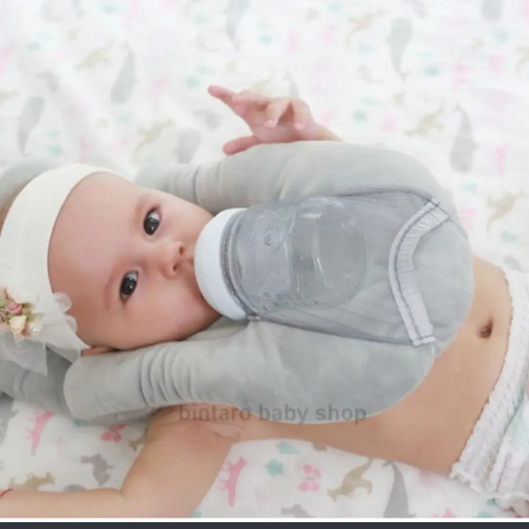 Bantal Leher Tidur Bayi & Tempat Minum Botol Susu Otomatis Lucu Baby