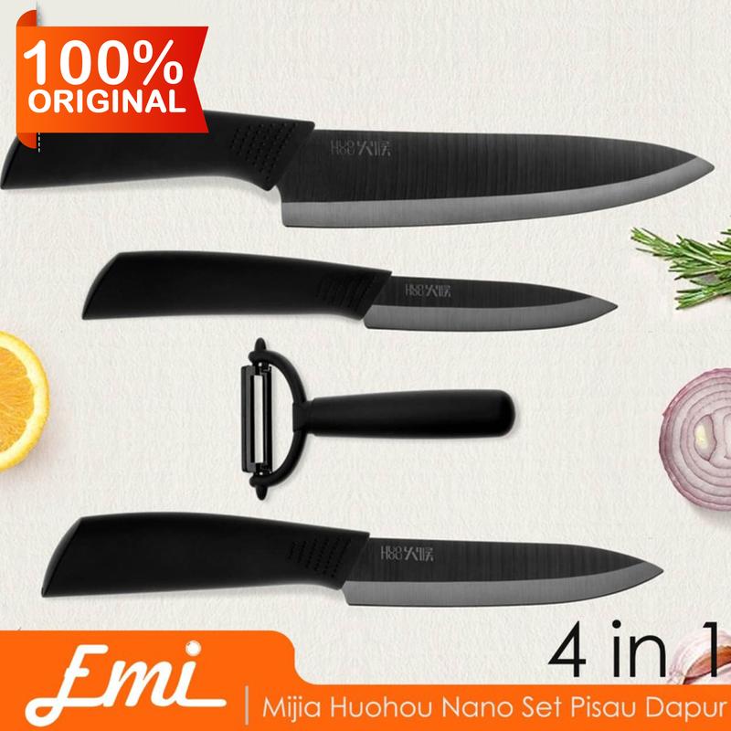 Mijia Huohou Nano Set Pisau Dapur Kitchen Knife Bahan Keramik isi 4 0