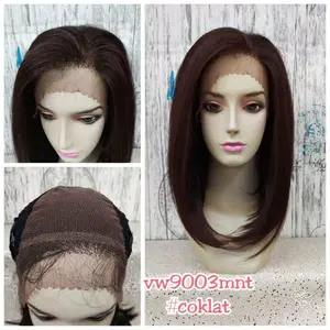 Wig Lace Belah Tengah Lurus Rambut Palsu Human Hair Extension Original