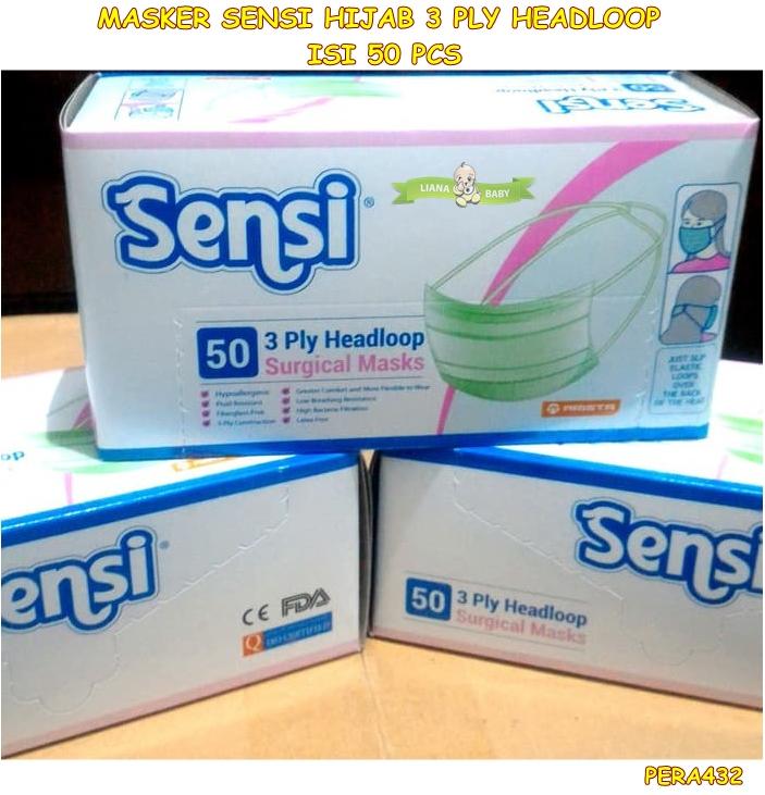 PERA432 MASKER SENSI HIJAB 3PLY HEADLOOP SURGICAL MASK ISI 50 PCS