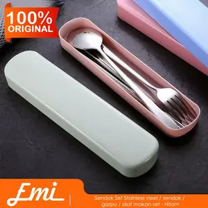 Sendok Set Stainless steel / sendok / garpu / alat makan set - Hitam