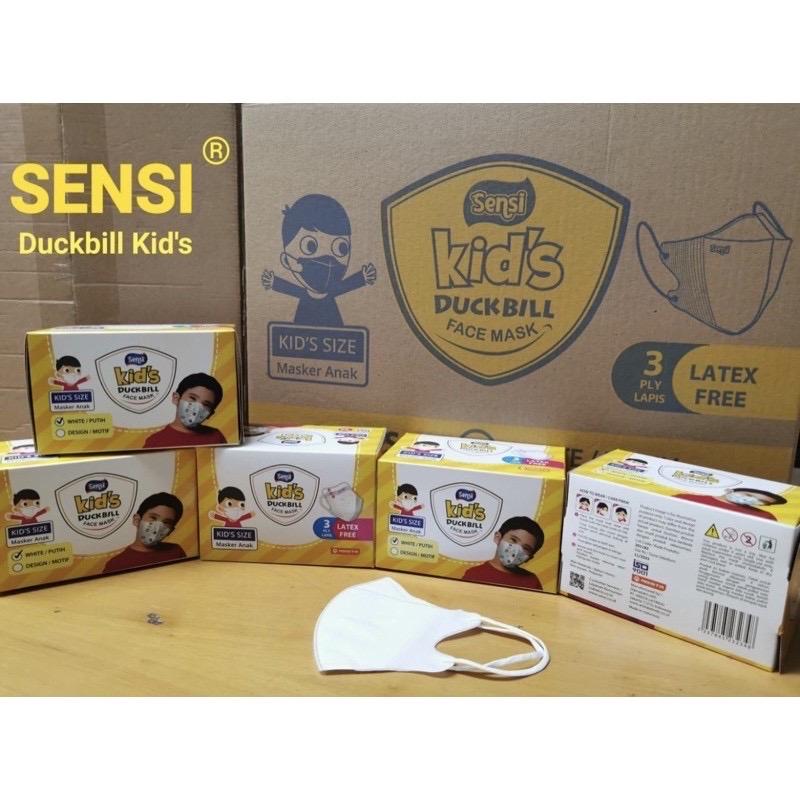 Masker Sensi Duckbill - Sensi Kids Duckbill Isi 40 pcs - Putih Polos