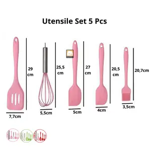 Baking utensile sillicone Spatula Sutil Tahan Panas 1Set 5 Pcs