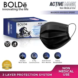 BOLDe Active Mask 3Ply 50 Pcs - Hitam