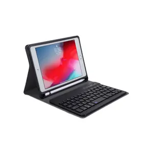 ipad 8 / ipad 7 leather case with wireless keyboard and pencil case