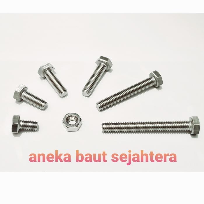 Gambar Baut Mur Hex M8x60 Stainless Steel dari ANEKA BAUT SEJAHTERA Kab. Bekasi Tokopedia